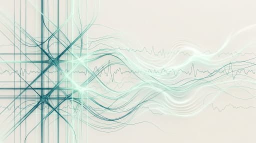 An abstract visualization of an inner operating system being rewired: a precise neural lattice on the left gradually dissolving into freely-flowing luminous teal strands on the right, with subtle EEG-waveform ripples woven through — the brand thesis as an image.